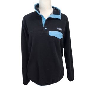 Patagonia Black Blue Trim Lightweight Synchilla Snap-T Fleece Pullover